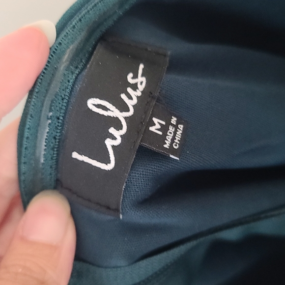 Lulu's Deep Teal Green off the shoulder Maxi Dress - Picture 3 of 3